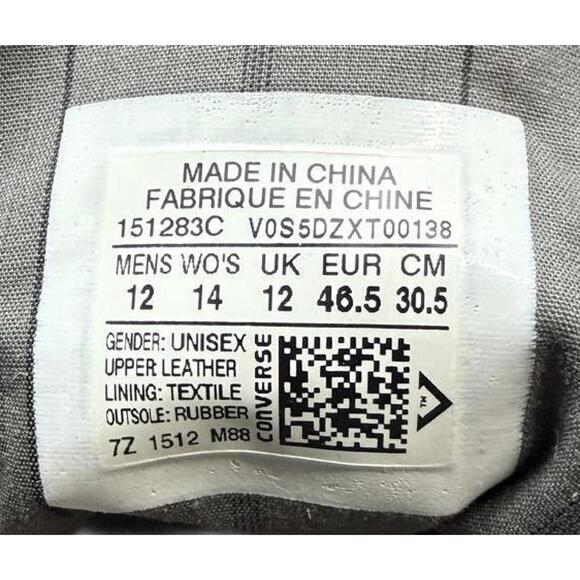 Converse x Varvatos Chuck Taylor Hi 151283C US12 Grey w/ Zip - Picture 9 of 9